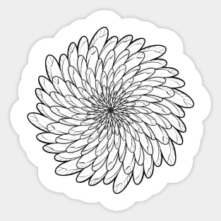 Floral Spiral Mandala Line Art Sticker